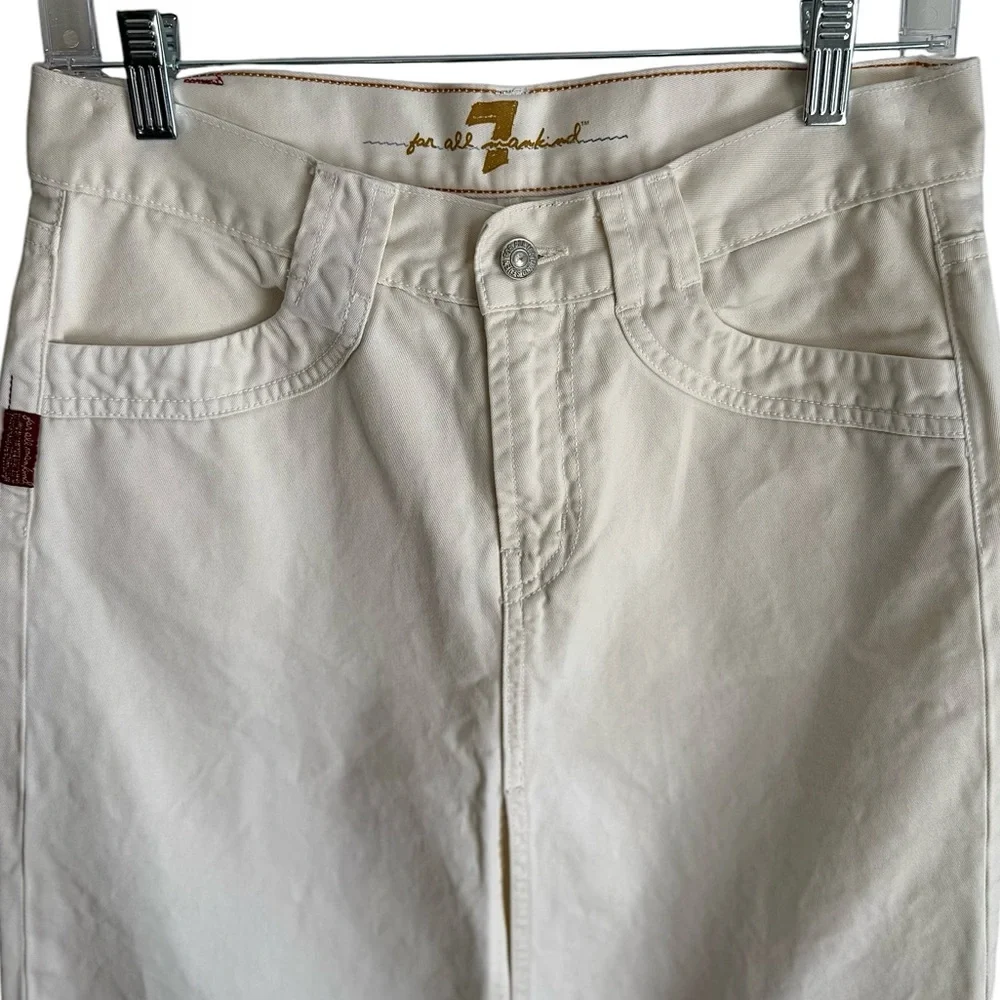 7 For All Mankind Early 00s Jerome Dahan Off White Vintage Cotton Skirt Size 26 - Picture 4 of 8